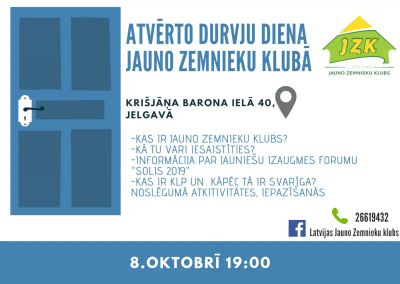 Jauno zemnieku klubs aicina uz atvērto durvju dienu!