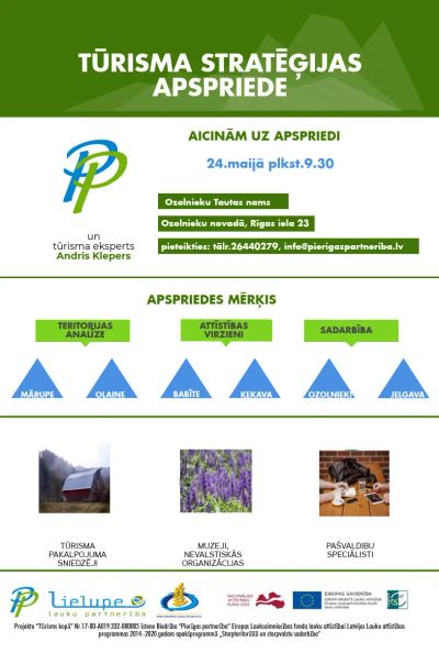 Aicinām uz projekta "Tūrisms kopā" tūrisma stratēģijas apspriedi