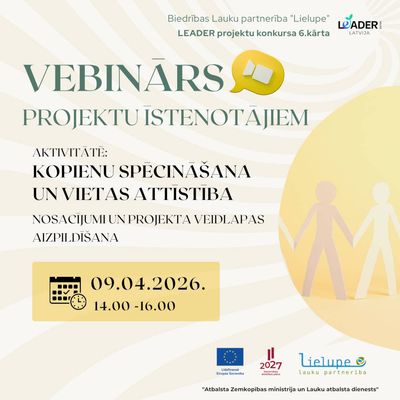 Aicinām sabiedriskā labuma projektu iesniedzējus uz vebināru