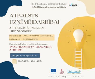 Lauku partnerība “Lielupe” izsludina Leader 2023-2027 projektu konkursa 5. kārtu
