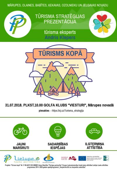 Aicinām uz projekta "Tūrism kopā" sešu novadu tūrisma sadarbības stratēģijas prezentāciju