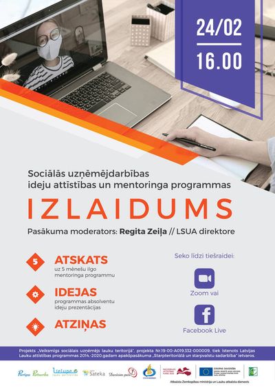 Ar tiešsaistes pasākumu tiks noslēgta piecu mēnešu mentoringa programma topošajiem sociālajiem uzņēmējiem